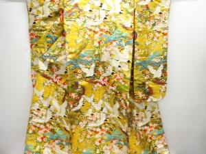 群鶴に桜模様織り出し花嫁衣装色打掛